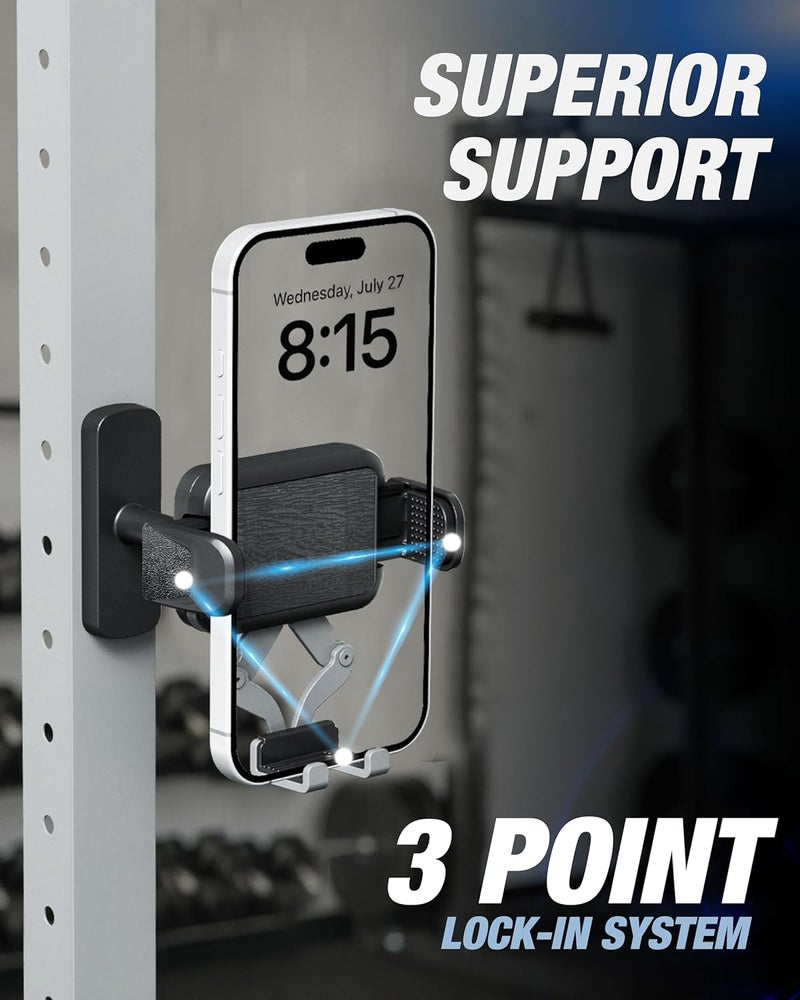OEO Magnetic Phone Holder for Gym | Magnet Gym Phone Mount with Quick Release Clamp for Android & iPhone | Compatible with 4”–7.1” Phones & Thick Cases | Gym Accessories for Men & Women - Image 2